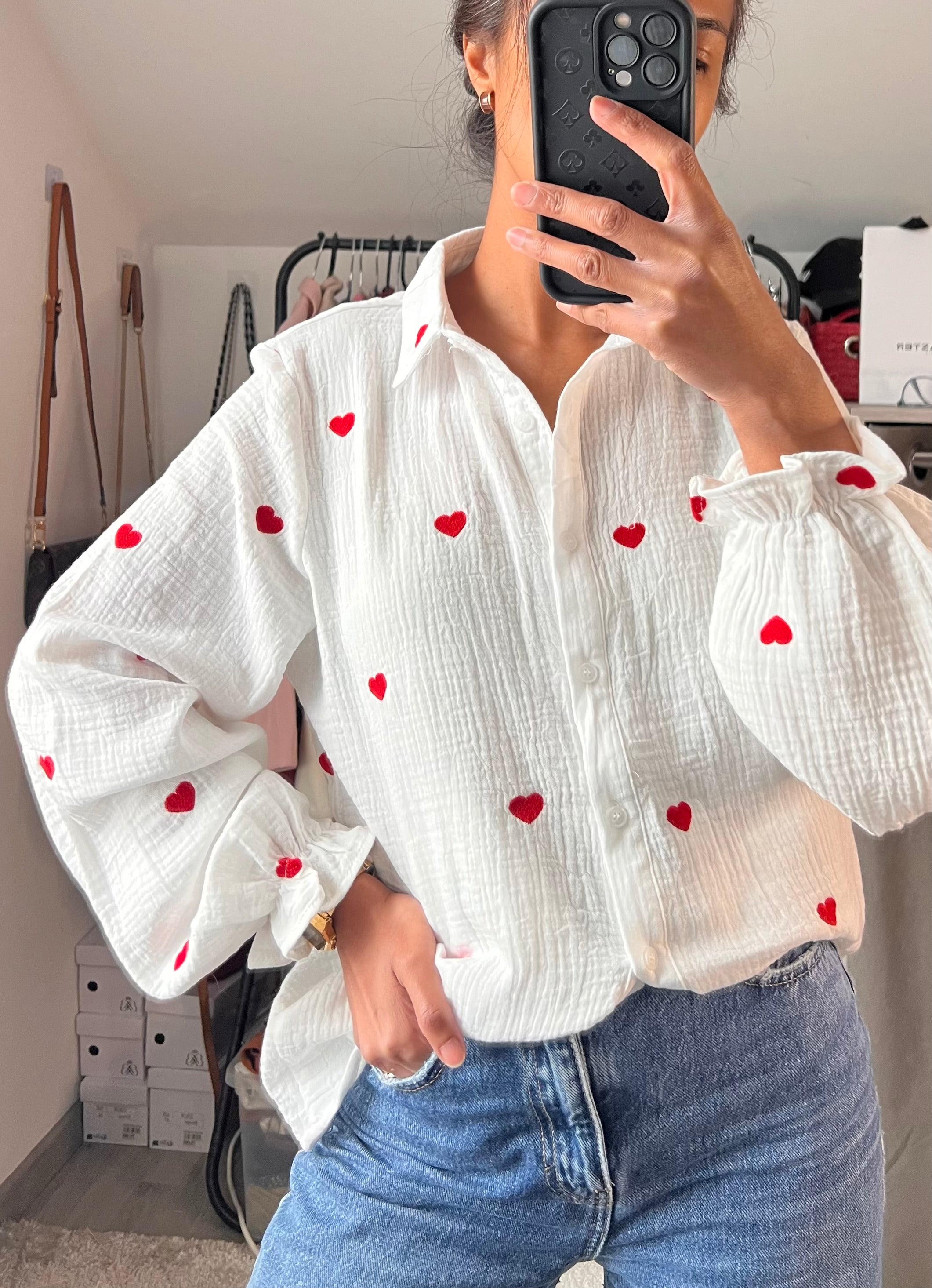 Chemisier broderie coeur FITIA