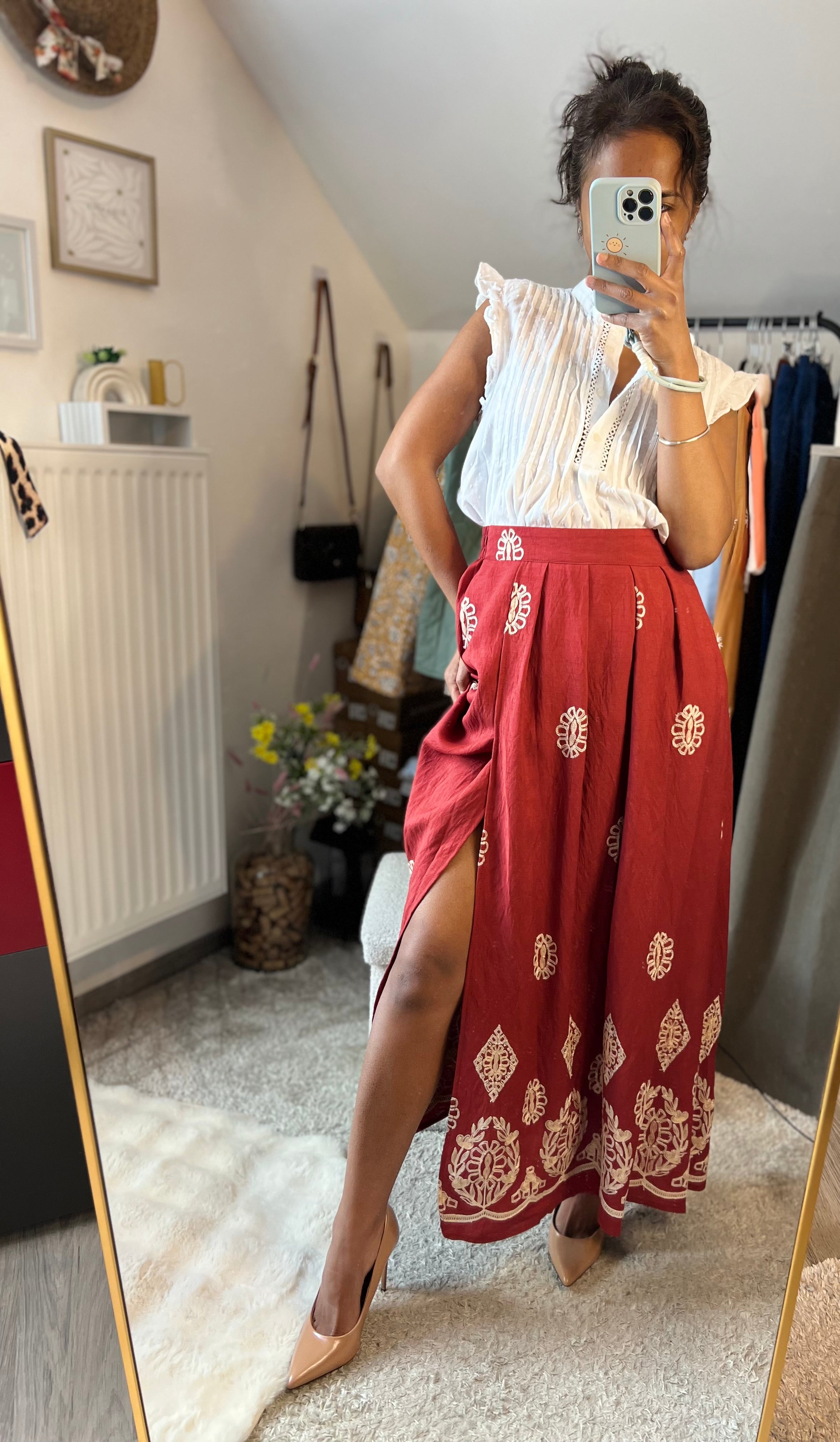 Jupe longue à broderie TSIKY