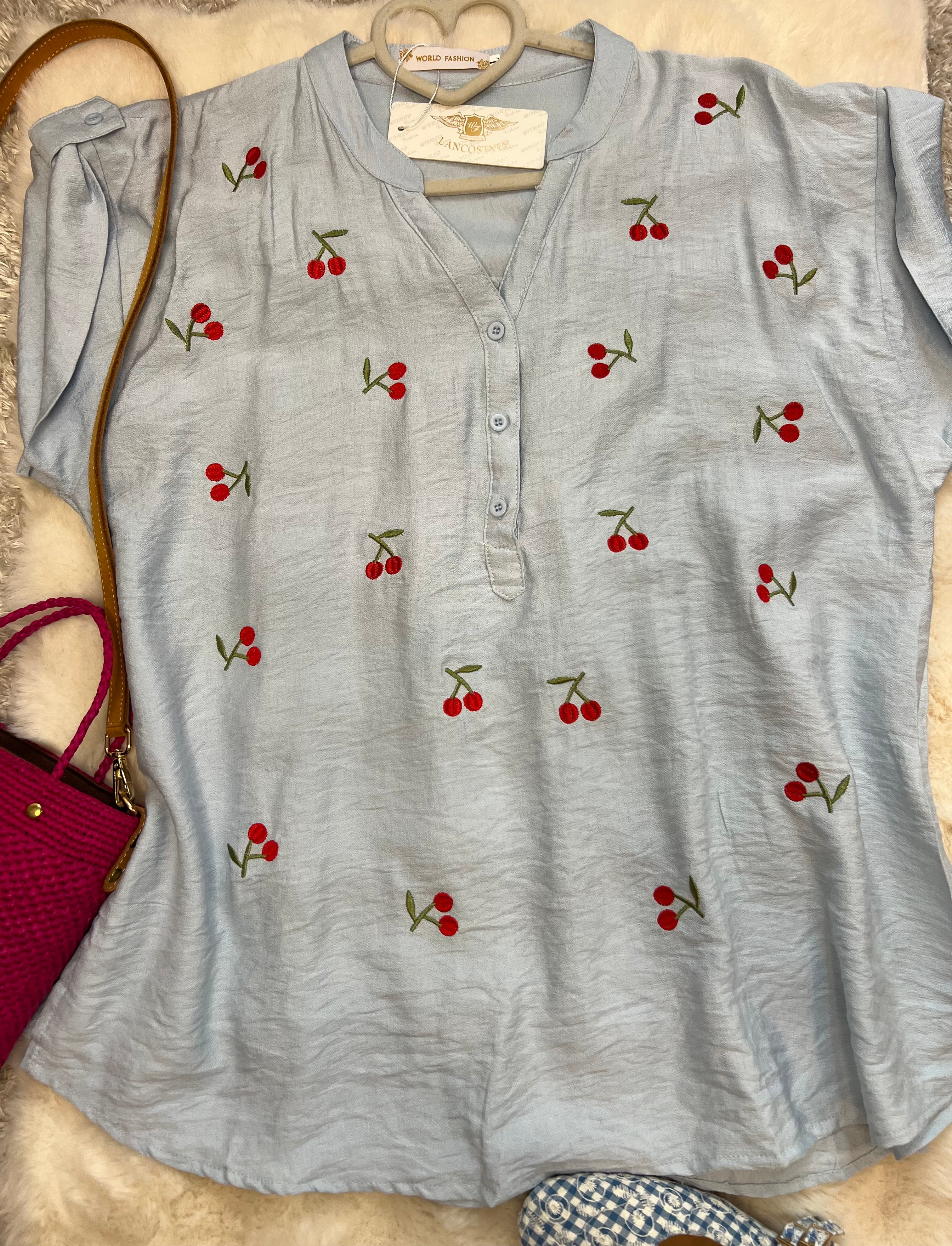 Blouse à broderie cerise MIAHY