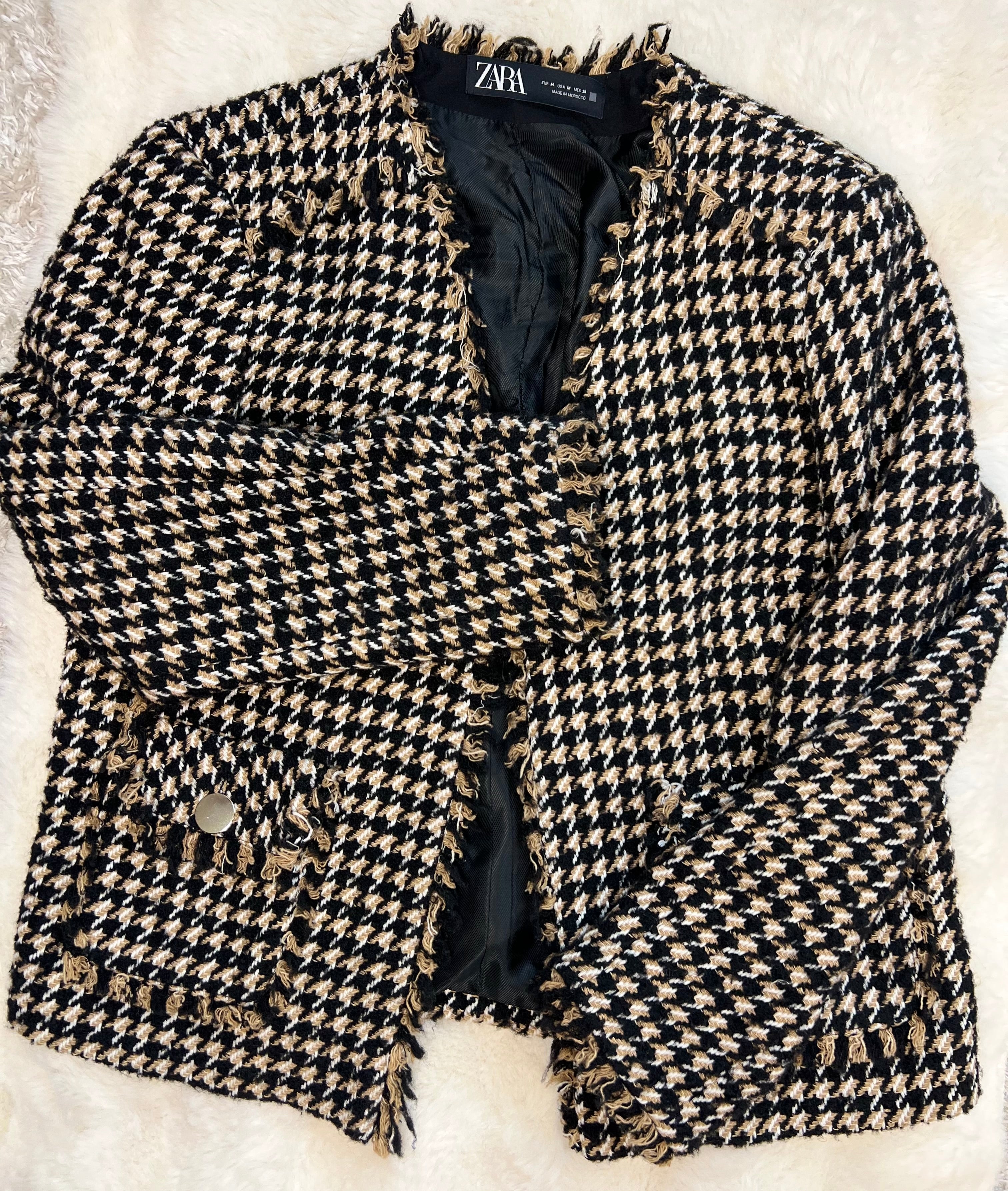 Blazer tweed à franges – Zara